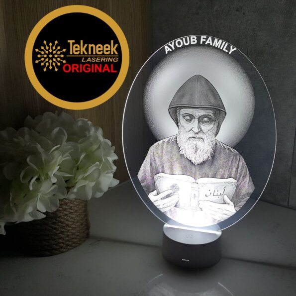 St Charbel Makhlouf saint lebanese 3D night light lamp laser engraving photo etching