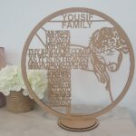 laser cut lords prayer circle wood gold plaque our father