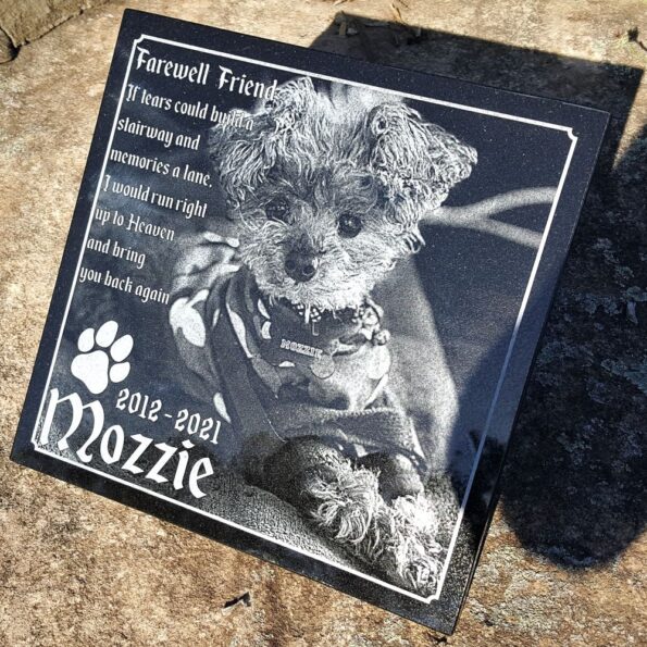 grave marker granite dog plaque