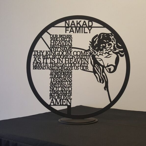 wooden our father prayer plaque black