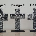 cross crucifix christ jesus our father the lords prayer wood black gift base stand laser cut