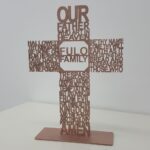 our father cross wooden gold