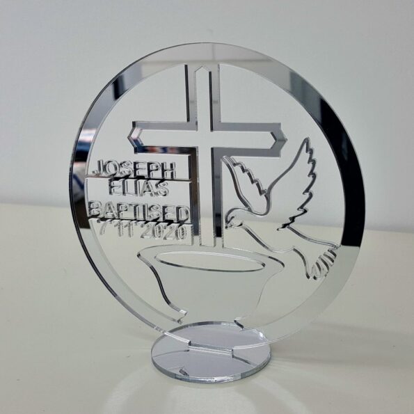 Baptism gift favour silver mirror