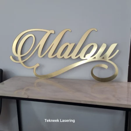 laser cut gold mirror acrylic name