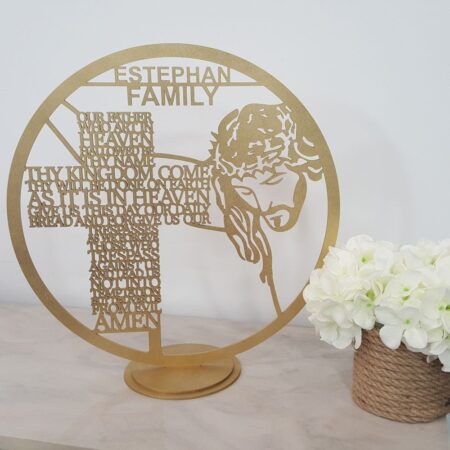 our father lords prayer plaque gold wooden