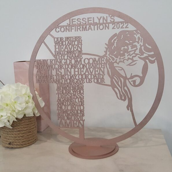 rose gold prayer plaque wooden lords prayer