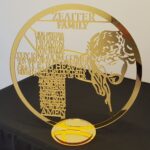 laser cut lords prayer circle wood gold plaque our father