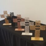 our father cross wooden gold