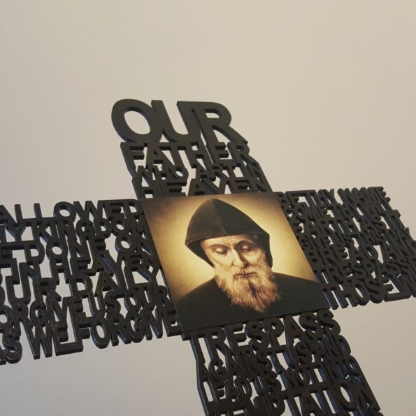 our father crucifix black st charbel