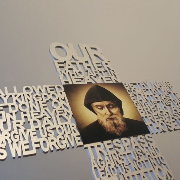 The lords prayer cross saint charbel silver