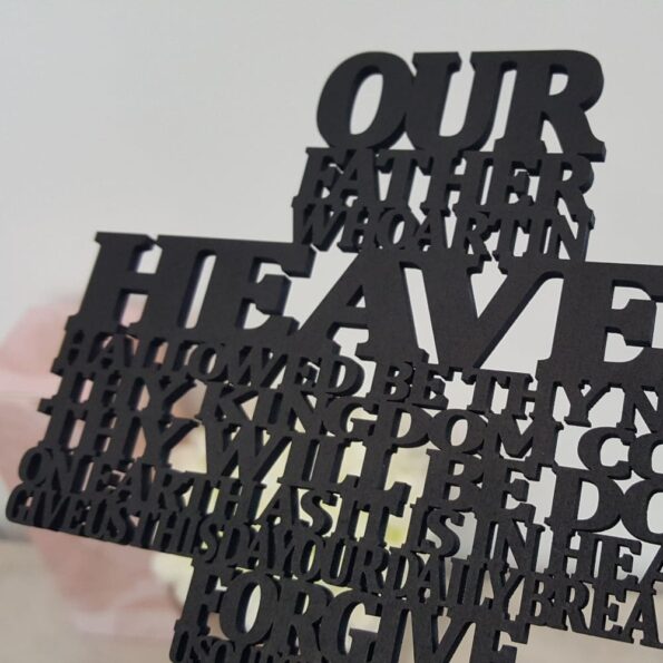 black wood cross prayer laser cut