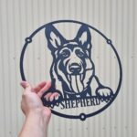 german shepherd dog sign monogram metal laser cut