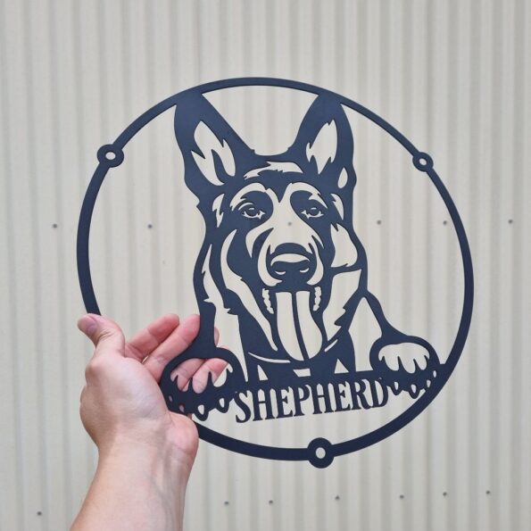 German Shepherd metal sign laser cut monogram