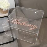 clear acrylic box keepsake gift gold mirror name