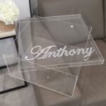 clear acrylic box keepsake gift gold mirror name