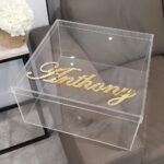 clear acrylic box keepsake gift gold mirror name