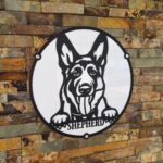 german shepherd dog sign monogram metal laser cut