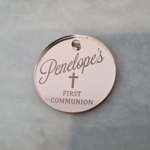 mirror rose gold acrylic tag communion