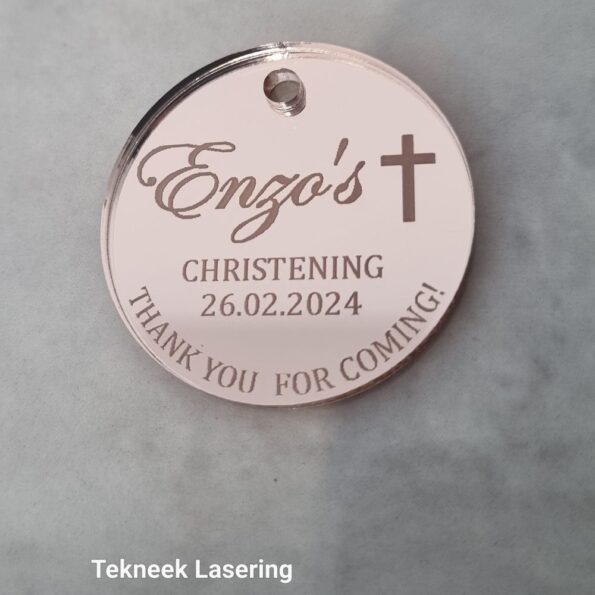 rose gold mirror christening tag