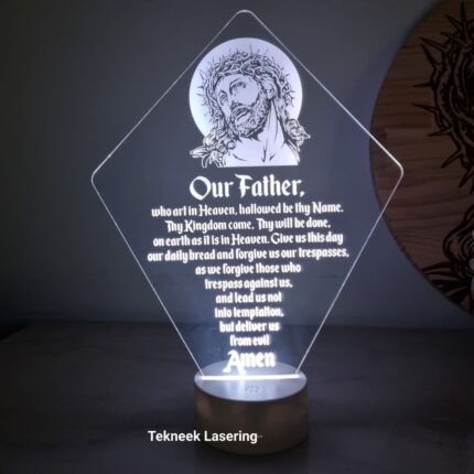 Our Father Prayer LED Lamp with Jesus Christ