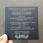 acrylic invitation laser cut engraved matt black