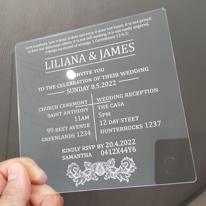Clear Acrylic Wedding Invitations