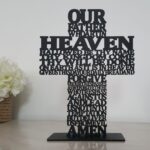 The Lords Prayer Cross Black wood our father 20cm high