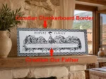 Personalised Last Supper acrylic plaque showing Croatian checkerboard border and Croatian Our Father text