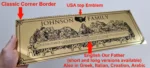 Personalised Last Supper acrylic plaque showing classic corner border, USA map emblem and English Our Father text